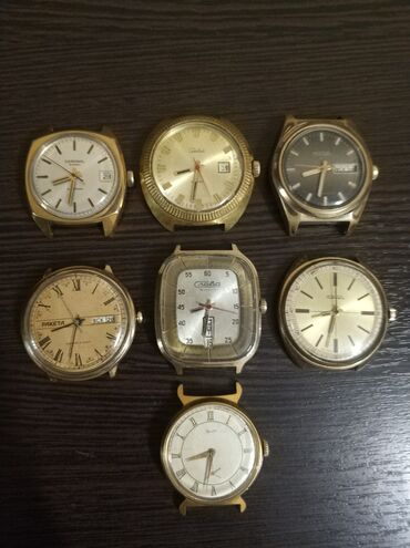 Антикварные механические часы СССР все рабочие покрытие золото