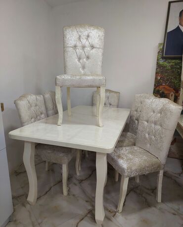 acilan stol: Qonaq otağı üçün, Yeni, Açılan, Dördbucaq masa, 6 stul, Azərbaycan