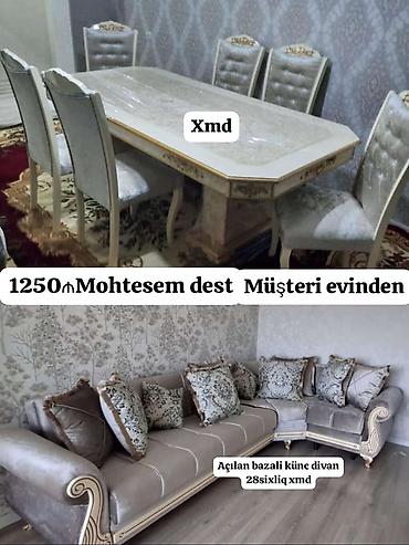 stol stul kirayesi: Möhtəşəm mebel dəsti - Yemək masası və 6 ədəd stul: klassik dizayn — 1