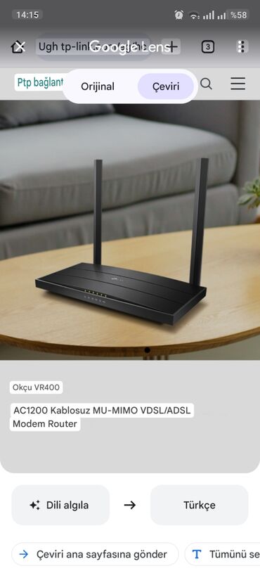 Настольные ПК и рабочие станции: TP-link ac1200 vr400 modem ve router kimi istifadə etmək olur. Yenidir