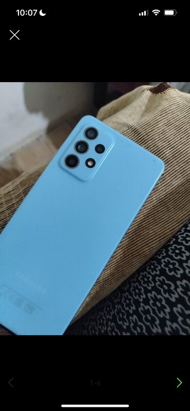 телефон флай 458: Samsung Galaxy A52, 128 ГБ, цвет - Голубой, Сенсорный, Отпечаток пальца, Две SIM карты