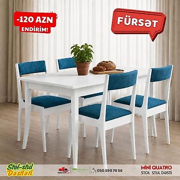 Mətbəx üçün, Yeni, Açılmayan, Dördbucaq masa, 4 stul lalafo.az -da Mətbəx üçün, Yeni, Açılmayan, Dördbucaq masa, 4 stul