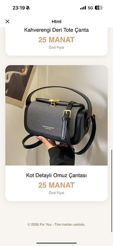 Çantalar: Məhsul: For You – xüsusi çanta kolleksiyası 1) Vintage Qızılı — 3