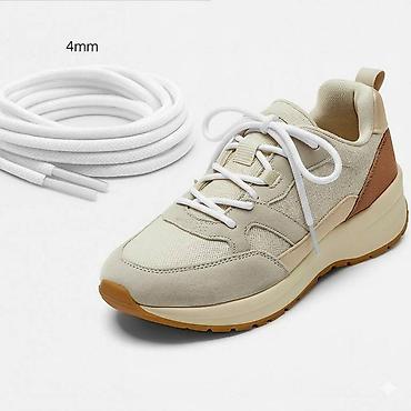 шнурок: Шнурки белые, круглые, текстиль, диаметр 5 мм, длина 150 см. SHOELACES — 1
