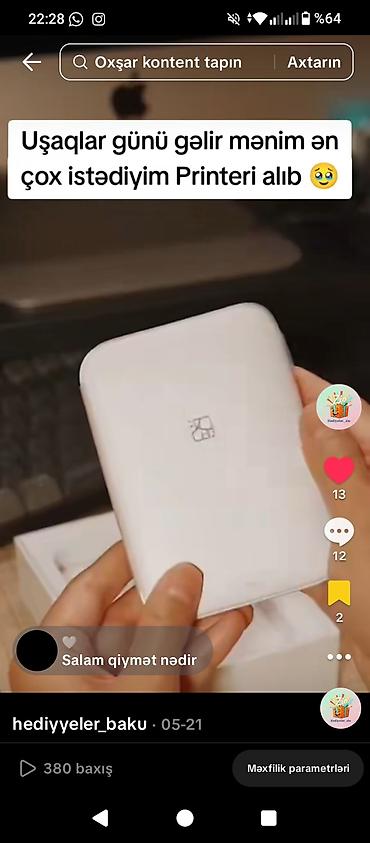 online telefon aksesuarları: Portativ foto printer - Kompakt ölçü: cibə/sumkaya yerləşən yüngül — 1