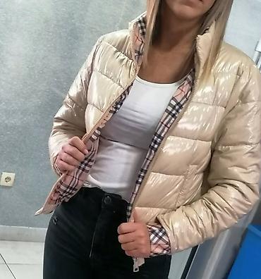 north face kacket: Ženska puf jakna do struka, bež-sjaj finiša. Kratki kroj sa visokim — 1