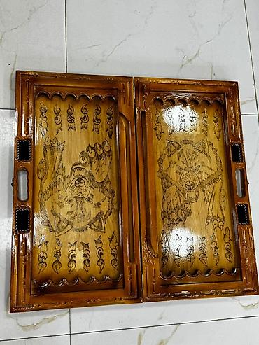 Nərdlər: Əl oyma naxışlı taxta nərd taxtası - Material: bərk ağac (ikili ton – — 11