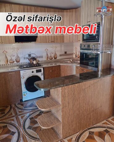 стильная прихожая мебель: Özəl sifarişlə hazırlanmış müasir mətbəx mebeli - Künc yerləşimli