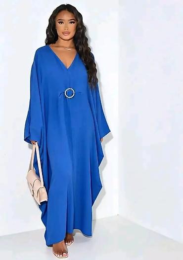 timeout brand: Elegantna duga kaftan/abaja haljina sa V-izrezom i širokim rukavima — 2