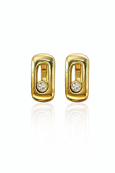 Серьги: Серьги из желтого золота 585 с цирконом — ADAMANT - Артикул: 37588 - — 2