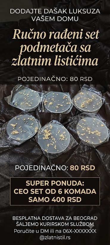 Ručno rađeni set podmetača sa zlatnim listićima - Materijal: providna na lalafo.rs Ručno rađeni set podmetača sa zlatnim listićima - Materijal: providna