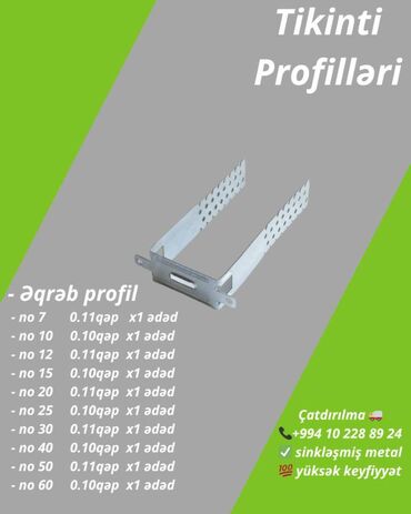 10x10 profil: Profil, 1 m, Pulsuz çatdırılma, Ödənişli çatdırılma, Kredit yoxdur