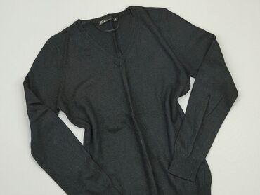 czarne bluzki z dekoltem w łódkę: Sweter, L (EU 40), condition - Good
