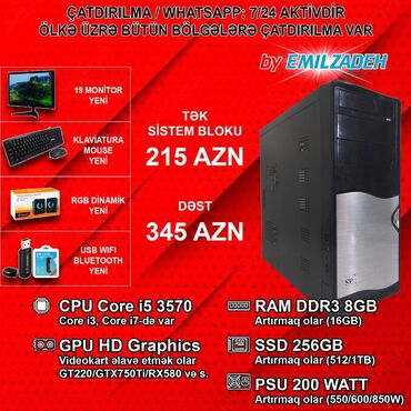 plata 1155: Sistem Bloku "Qori DDR3 1155 H61/Core i5 3570/8GB Ram/256GB SSD" Ofis