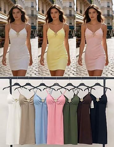 afrodita moda: Mini haljina sa tankim bretelama i ukrasom u obliku cveta na dekolteu — 9