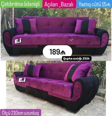 Divanlar: Di̇van-kravat, Açılan, Bazasız, Vеlur parça, Ödənişli çatdırılma