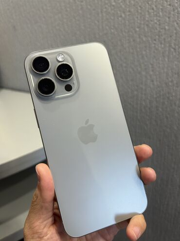 Apple iPhone: IPhone 15 Pro Max, Колдонулган, 512 ГБ, Natural Titanium, Заряддоочу түзүлүш, Коргоочу айнек, Кабель, 91 %