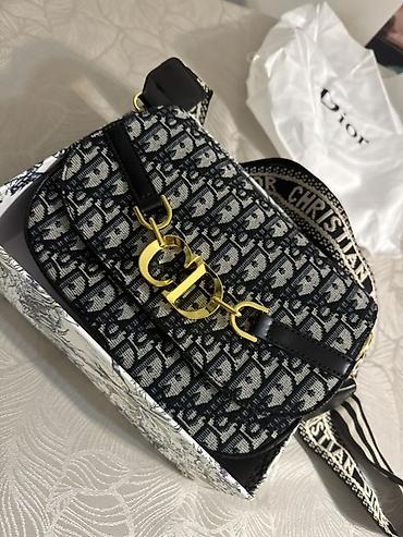 armani canta: Dior üslubunda qadın çantası. Qara-boz rəng kombinində, Dior monoqram — 1
