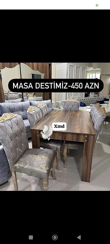 Qonaq otağı üçün, Yeni, Dördbucaq masa, 6 stul