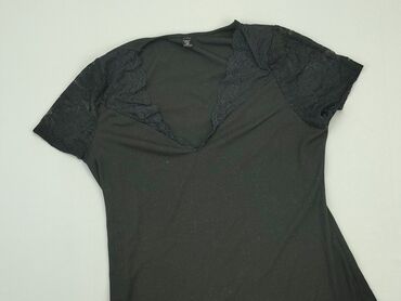 czarne t shirty z dekoltem v: T-shirt, Shein, 2XL, stan - Zadowalający
