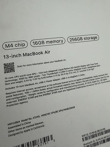 магбук м1: MacBook Air M4 2025 16/256 Состояние идеал, как новый! Акб 100%, Циклы — 5