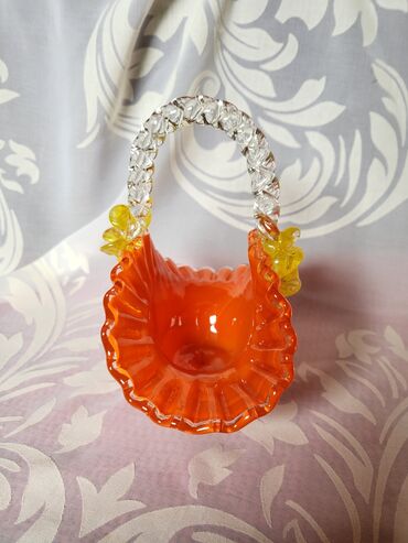 Ostali kućni dekor: Murano nova korpa,duvano staklo 70te. Korpica nova,sve na njoj je — 9