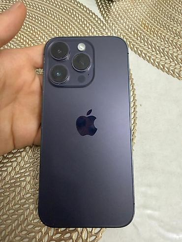 Apple iPhone: IPhone 14 Pro, Б/у, 128 ГБ, Deep Purple, Защитное стекло, Чехол, Коробка — 1