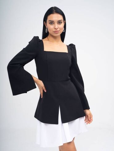 черно белые платья вечерние: Вечернее платье, Классическое, Короткая модель, Полиэстер, С рукавами, XL (EU 42)