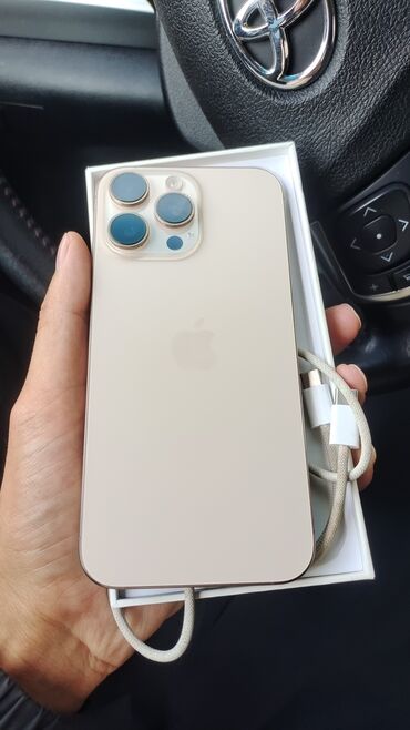 телефон ми10: IPhone 16 Pro Max, Колдонулган, 256 ГБ, Desert Titanium, Кабель, 100 %