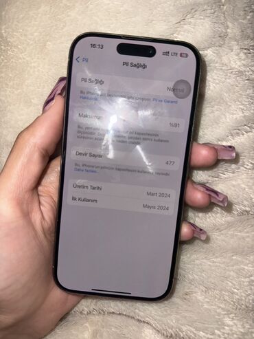 Apple iPhone: IPhone 15 Pro, 256 GB, Natural Titanium, Barmaq izi, Simsiz şarj, Face ID