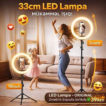 ring: 33 sm LED Ring Lampa + Tripod seti - Halqa diametri: 33 sm (18 inch) — 2