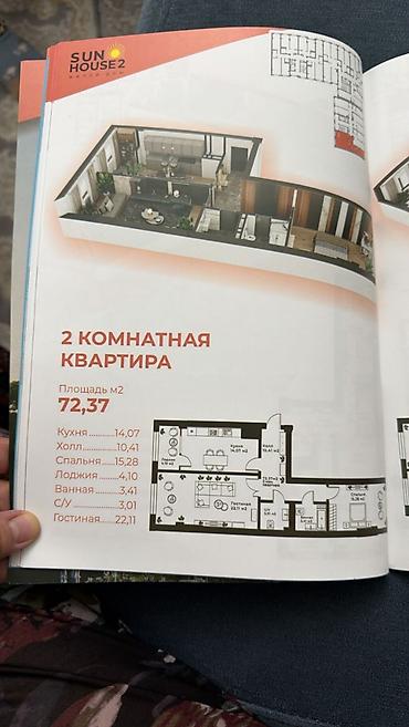 72: 2 комнаты, 72 м², Восток-5 мкр Элитка, 8 этаж, ПСО (под самоотделку) — 3