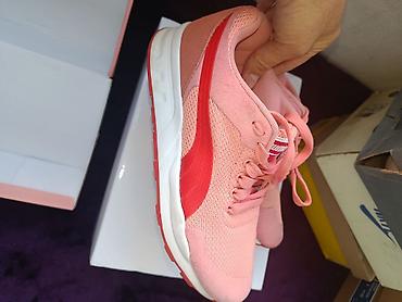 Кроссовки и спортивная обувь: Кроссовки Puma, женские/юношеские. - Цвет: розовый (верх) с красными — 2