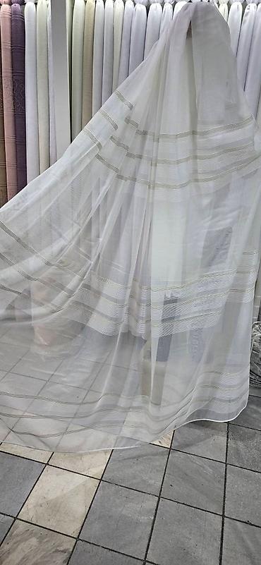 Zavese i draperije: Poluprozirne zavese – bela i krem varijanta, sa tkanoj prugom/dekorom — 64