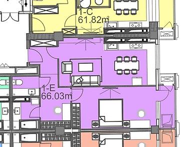 Продажа квартир: 2 комнаты, 66 м², Кок-Жар мкр Элитка, 13 этаж, ПСО (под самоотделку) — 2