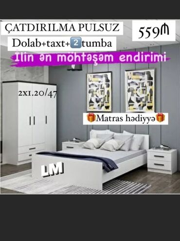 Yataq otağı dəstləri: 2 təknəfərlik çarpayı, Dolab, Tumba, Türkiyə, Yeni — 10