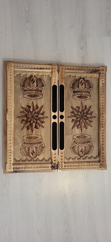 Nərdlər: Taxta nərd dəsti – əl işi oyma və yandırma naxışlı - Material: bərk — 4