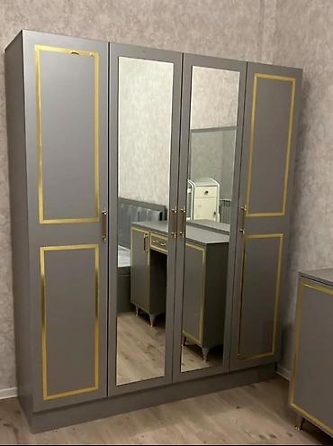 Ev üçün mebel: Məhsul: Dörd qapılı garderob şkafı - Rəng və dizayn: Boz mat korpus — 1