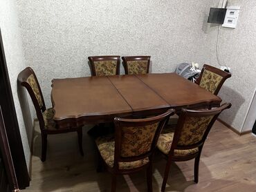 coke agaci: Qonaq otağı üçün, İşlənmiş, Açılan, Oval masa, 6 stul