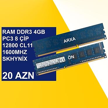 Operativ yaddaş (RAM) Hynix, 4 GB, 1600 Mhz, DDR3, PC üçün, İşlənmiş