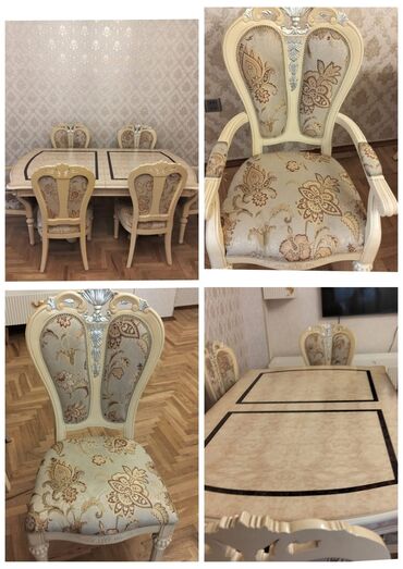 Yataq otağı dəstləri: Qonaq otağı üçün, İşlənmiş, Açılan, Oval masa, 6 stul