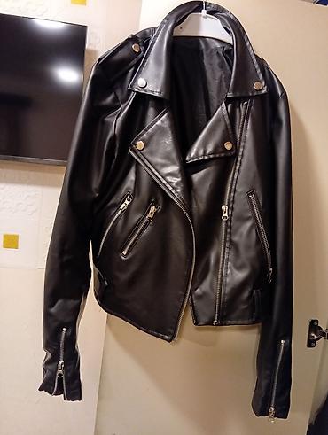 Qara dəri görünümlü biker gödəkçə IKINCI EL - Klassik “moto” kəsim