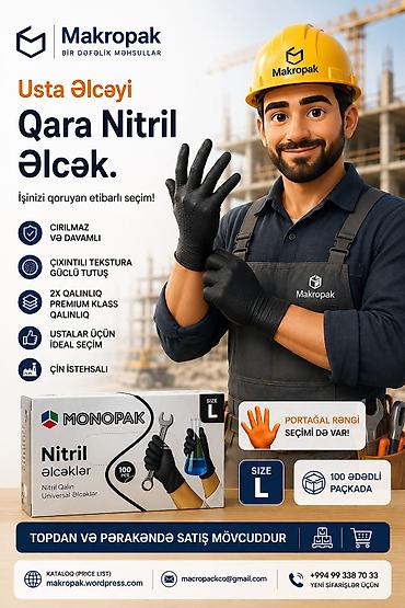 şifi: 🛠️ Usta Əlcəyi — Qara Nitril Əlcək İşinizdə güclü tutuş, davamlılıq — 1