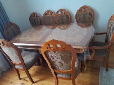 Masa və oturacaq dəstləri: Qonaq otağı üçün, Açılmayan, Dördbucaq masa, 8 stul
