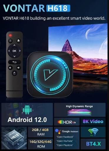 DVD i Blu-ray plejeri: Android tv boks Vontar 8K - H618 - 4/32GB - Android 12 Garancija na — 2
