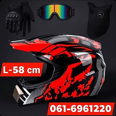 broj 40 u cm: Komplet za motocross/endurо – kaciga, naočare, rukavice i potkapa. - — 1