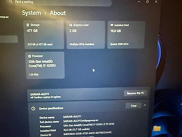 Ноутбуки и аксессуары: HP Pavilion 15 noutbuk Texniki xüsusiyyətlər: - Ekran: 15.6" geniş — 1