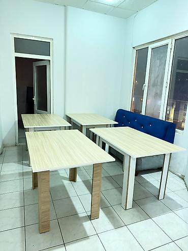 stul sekilleri: Açıq ağac naxışlı yemək/iş masaları dəsti - Material: laminat MDF — 1
