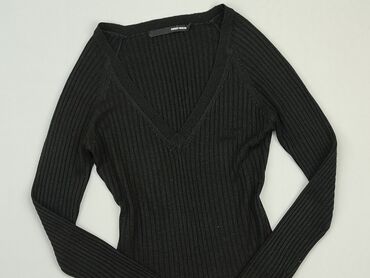 czarne t shirty damskie w serek: Sweter, XS, stan - Dobry