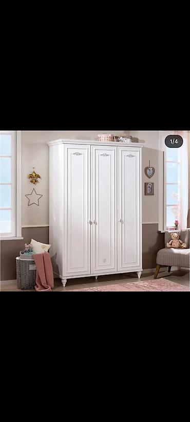 çilek beşik: Uşaq otağı üçün mebel dəsti - Beşikli modul: ağ rəngdə, yanları — 3